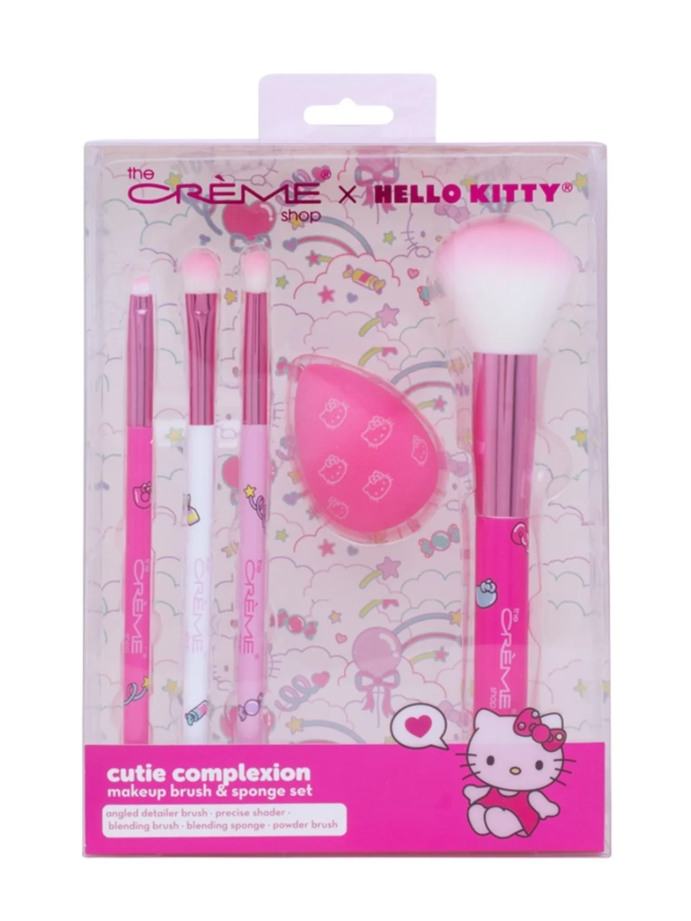 The Crème Shop x Hello Kitty Pink Makeup Brush & Sponge Set